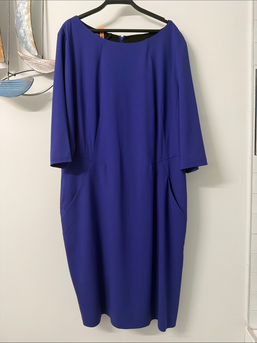 Lafayette 148 Women's Boatneck Midi Shift Dress in purple/blue